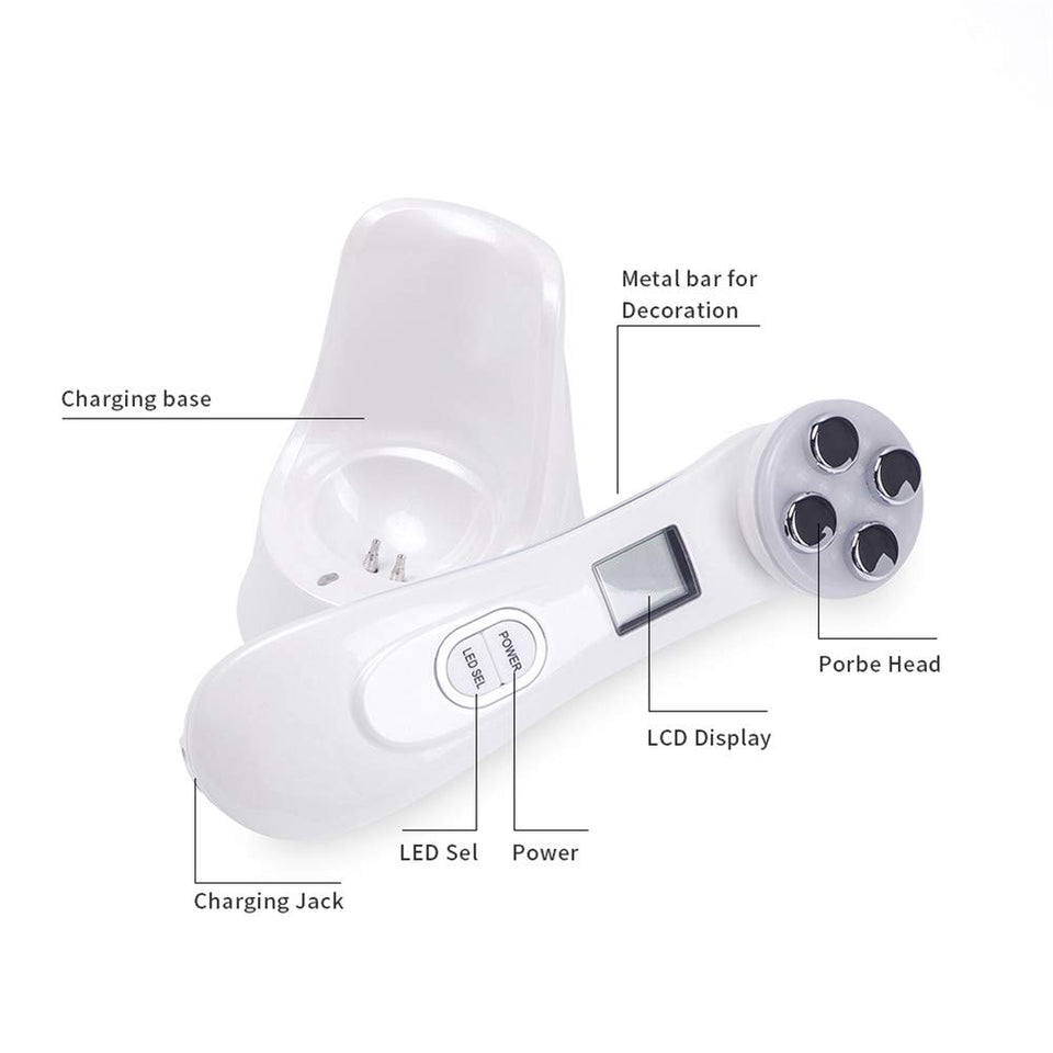 ZYFWBDZ Masajeador Facial Ultrasonido Facial Masaje Anti envejecimiento 5 Modo de luz LED Reafirmación de la Piel Eliminar Arrugas Cuidado de la Piel Instrumento de Belleza