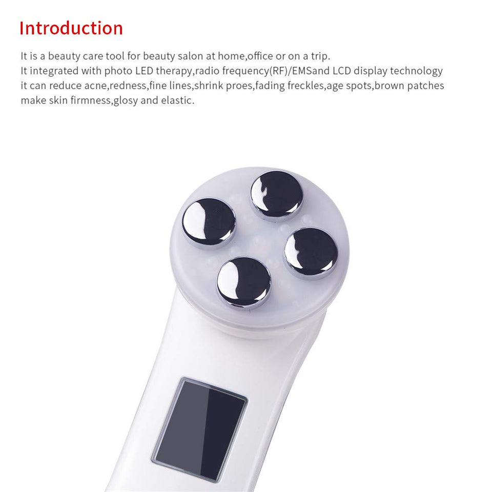 ZYFWBDZ Masajeador Facial Ultrasonido Facial Masaje Anti envejecimiento 5 Modo de luz LED Reafirmación de la Piel Eliminar Arrugas Cuidado de la Piel Instrumento de Belleza