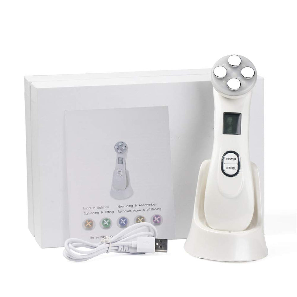ZYFWBDZ Masajeador Facial Ultrasonido Facial Masaje Anti envejecimiento 5 Modo de luz LED Reafirmación de la Piel Eliminar Arrugas Cuidado de la Piel Instrumento de Belleza