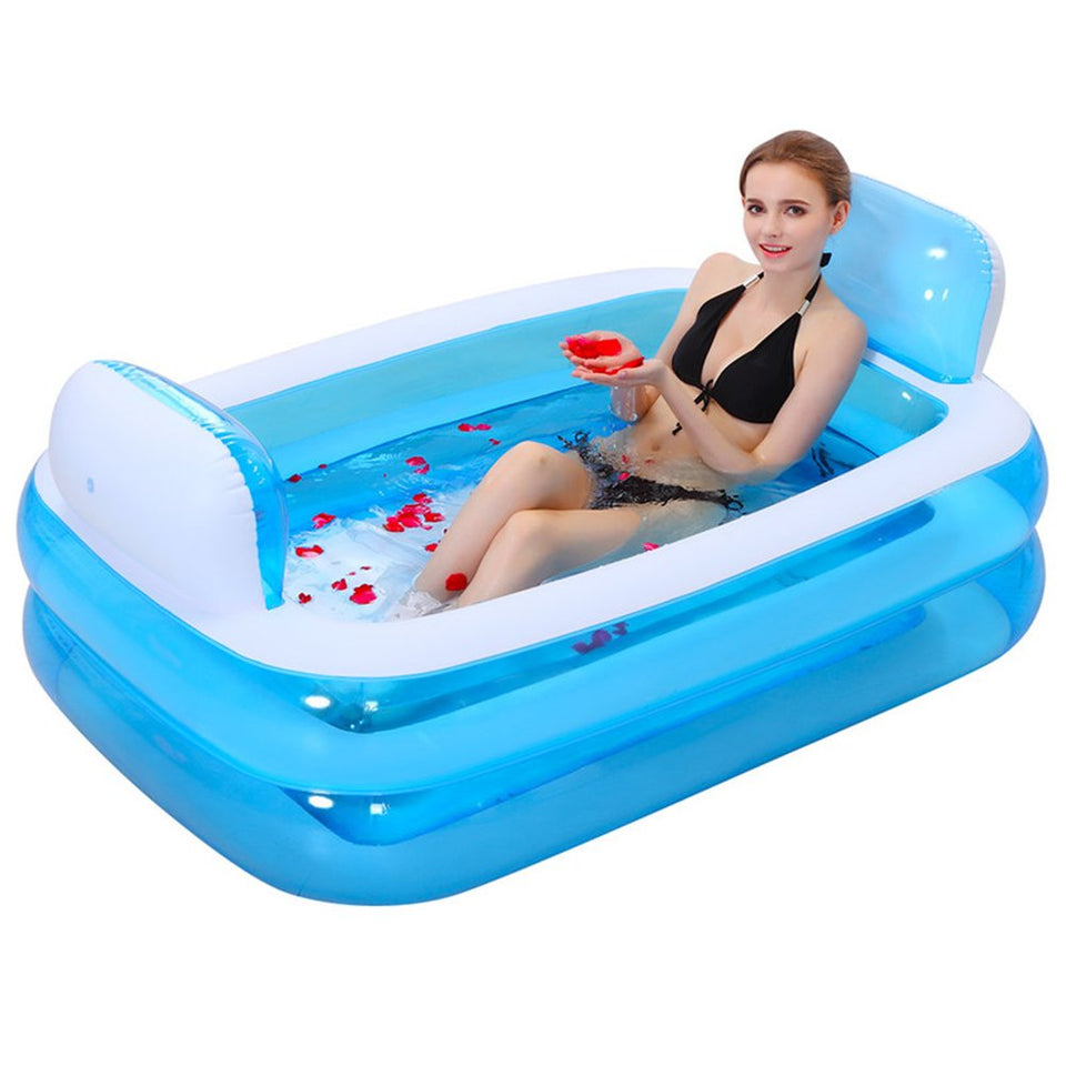 Bañera De Hidromasaje Inflable Plegable Gigante SPA para Adultos Bañera De Pie Cómoda Libre, Espesar La Bañera De Masaje En Casa Remojo con Bomba De Aire Eléctrica Respaldo Doble 200 litros