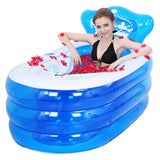 Bañera Hinchable Plegable SPA Adulto Bañera Independiente De Pie Espesar Hogar Con Respaldo De Bomba De Aire Eléctrico Azul/Rosa,Blue