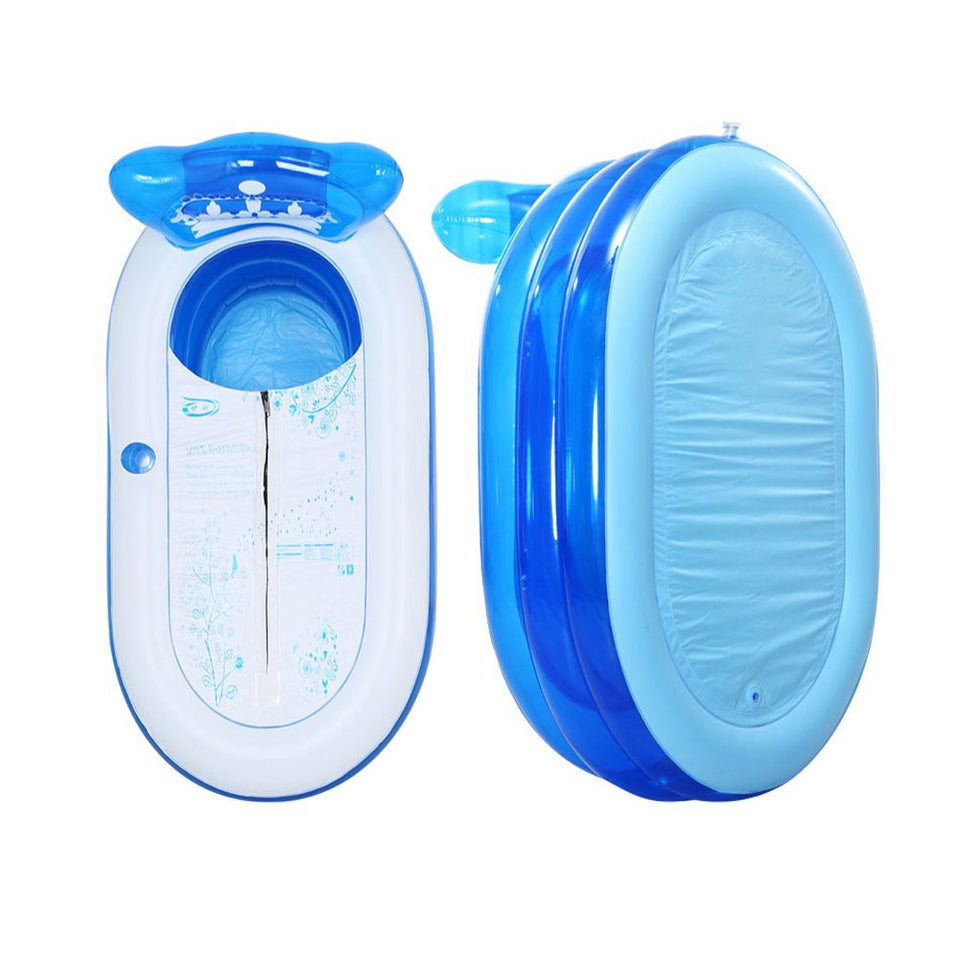 Bañera Hinchable Plegable SPA Adulto Bañera Independiente De Pie Espesar Hogar Con Respaldo De Bomba De Aire Eléctrico Azul/Rosa,Blue