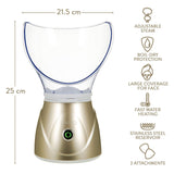 Lzour Professional Digital Deluxe Facial SPA Mist and Sauna inhalador SPA – Ayuda a Abrir los poros y Eliminar la Suciedad, bacterias y residuos de Maquillaje (Oro)