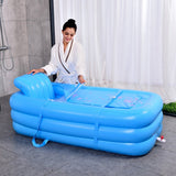 Bañera De Hidromasaje Inflable Para Adultos SPA SPA Bañera Independiente De Pie Espesar Hogar Con Respaldo De La Bomba De Aire Eléctricasilla S Integrada Azul/Rosa,Blue